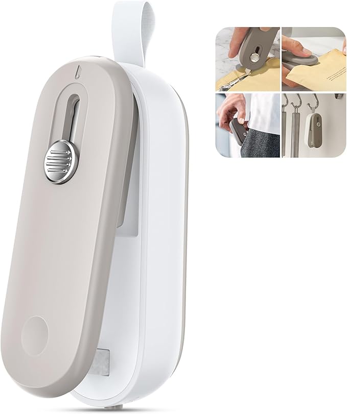 2 in 1 Mini Bag Sealer - Heat Seal & Cutter with Lanyard, Portable Handheld Chip Bag Sealer