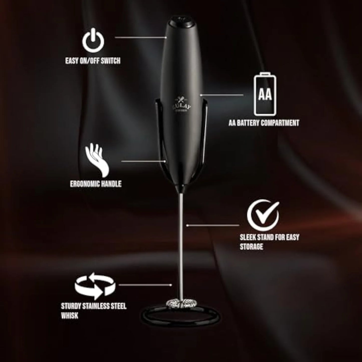 Kitchen Powerful Milk Frother Wand,Drink Mixe, Electric Whisk Foam Maker