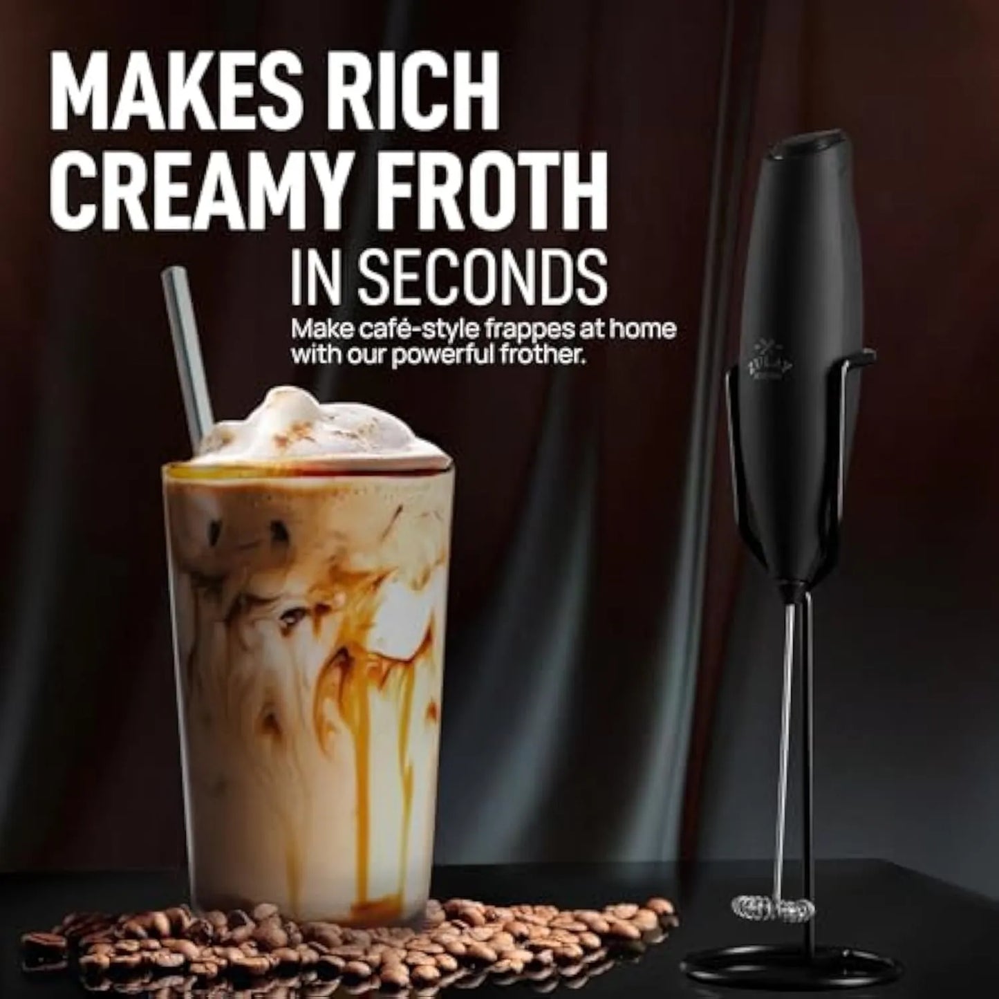 Kitchen Powerful Milk Frother Wand,Drink Mixe, Electric Whisk Foam Maker