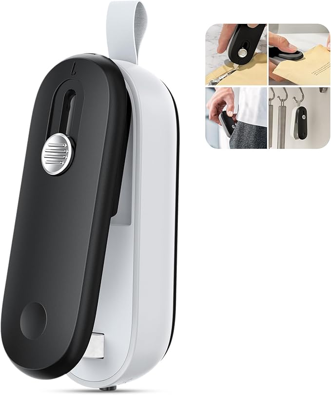 2 in 1 Mini Bag Sealer - Heat Seal & Cutter with Lanyard, Portable Handheld Chip Bag Sealer
