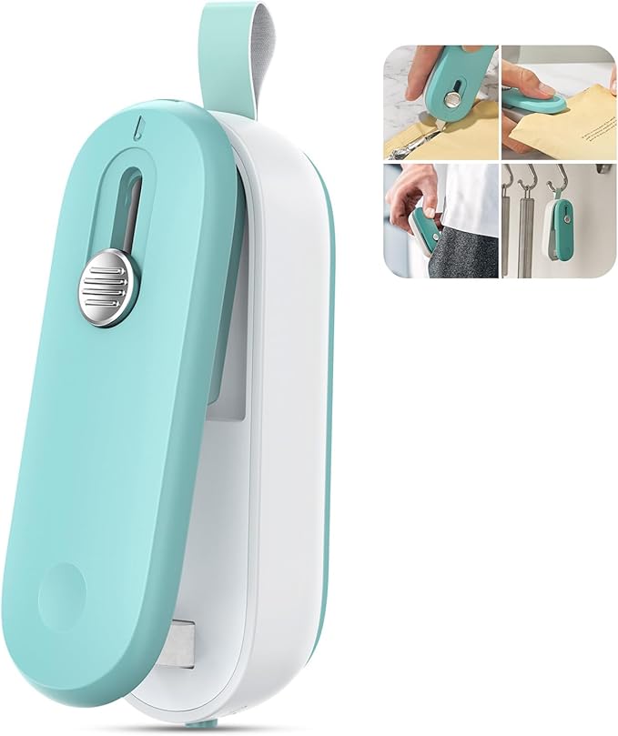 2 in 1 Mini Bag Sealer - Heat Seal & Cutter with Lanyard, Portable Handheld Chip Bag Sealer