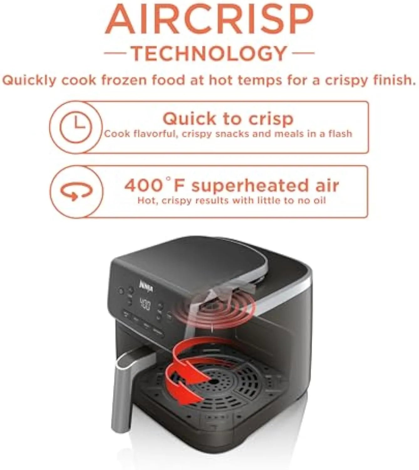 Air Fryer Pro with Air Crisp Tech, Roast, Reheat & Dehydrate Functions, Nonstick Basket & Crisper Plate