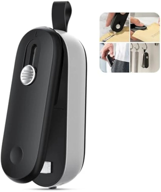 2 in 1 Mini Bag Sealer - Heat Seal & Cutter with Lanyard, Portable Handheld Chip Bag Sealer