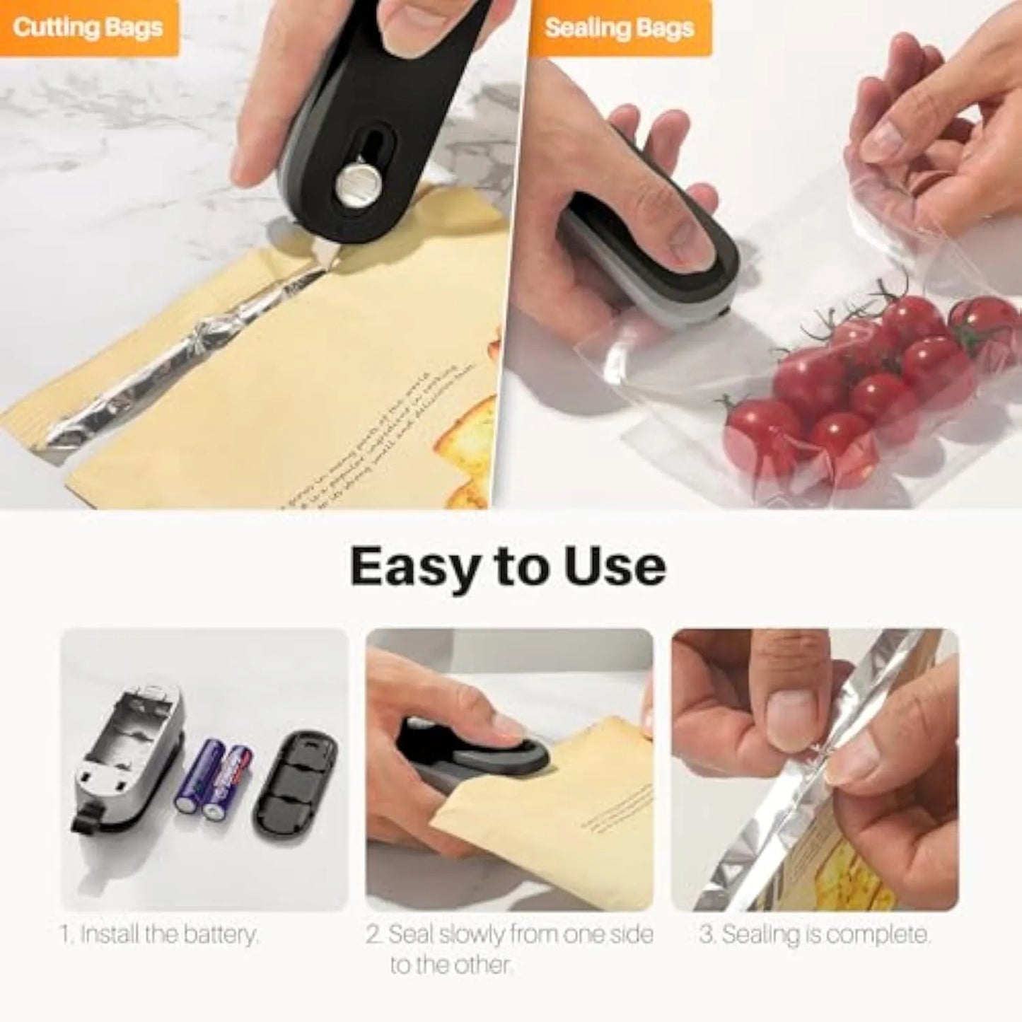 2 in 1 Mini Bag Sealer - Heat Seal & Cutter with Lanyard, Portable Handheld Chip Bag Sealer