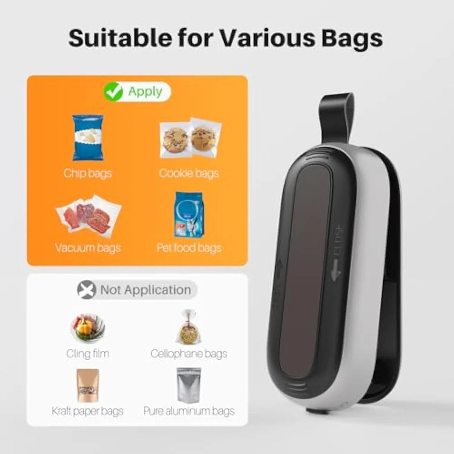 2 in 1 Mini Bag Sealer - Heat Seal & Cutter with Lanyard, Portable Handheld Chip Bag Sealer
